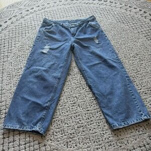 Rich Star Baggy Wide‎ leg Distressed Blue Jeans 32 Women's